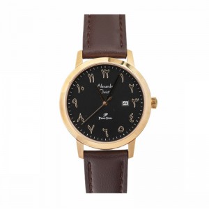 Alexandre Christie AC 1024 Gold Black Leather Lady LDLGPBA